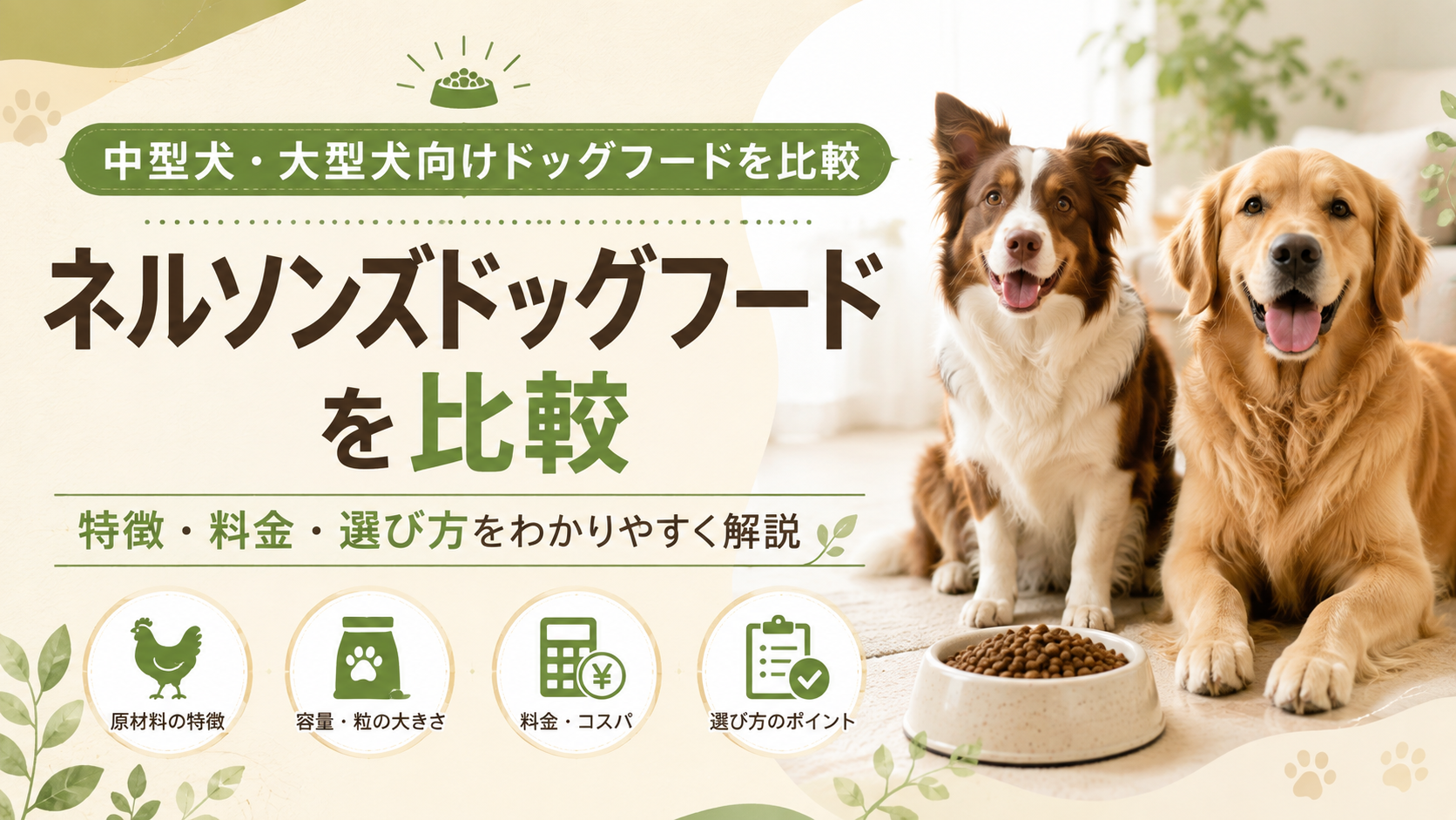 ネルソンズドッグフード中型犬・大型犬向けドッグフードを比較